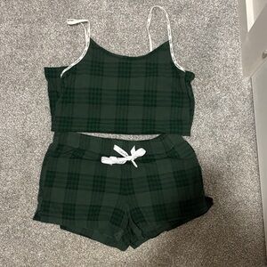 Calvin Klein Green Plaid Pajama Set